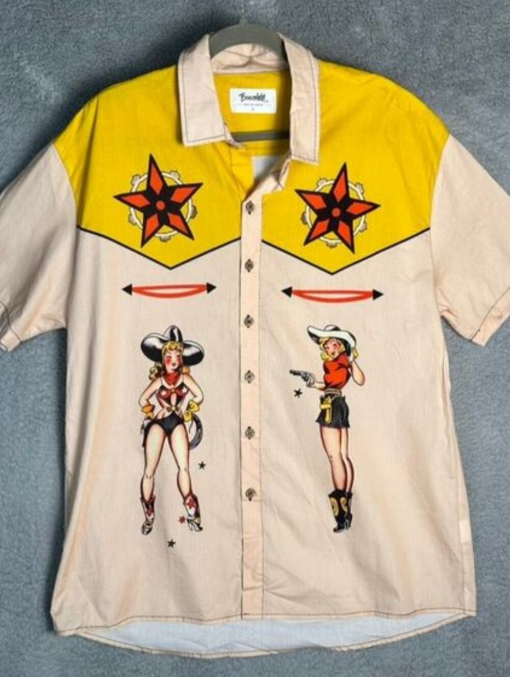 Boozelele Men's Large Button Up Shirt Western Cowgirl Design